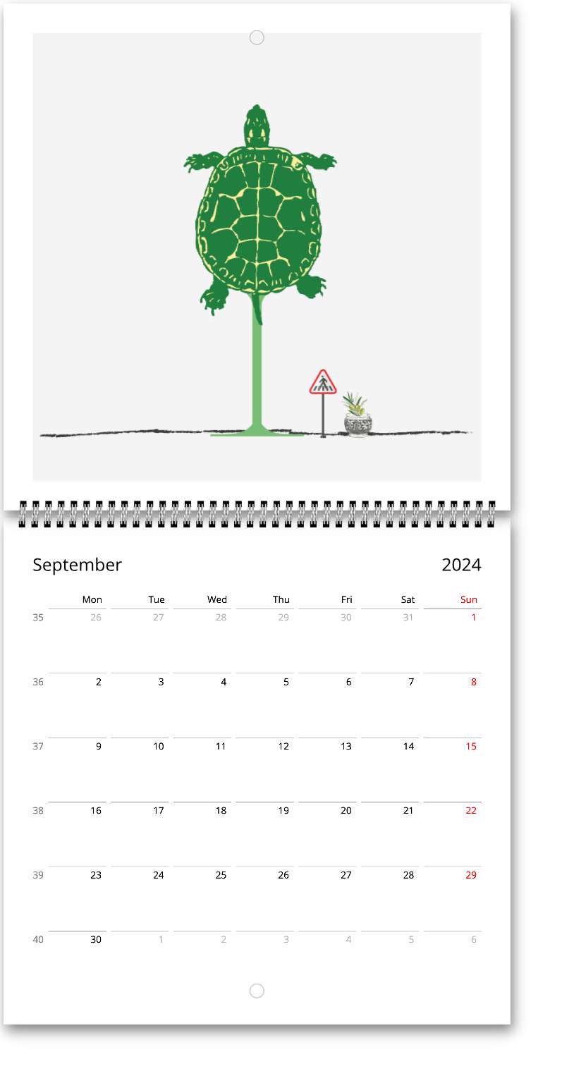 Calendrier mural Premium "ANIMAL DRINKS" 2024 (anglais) - édition grise