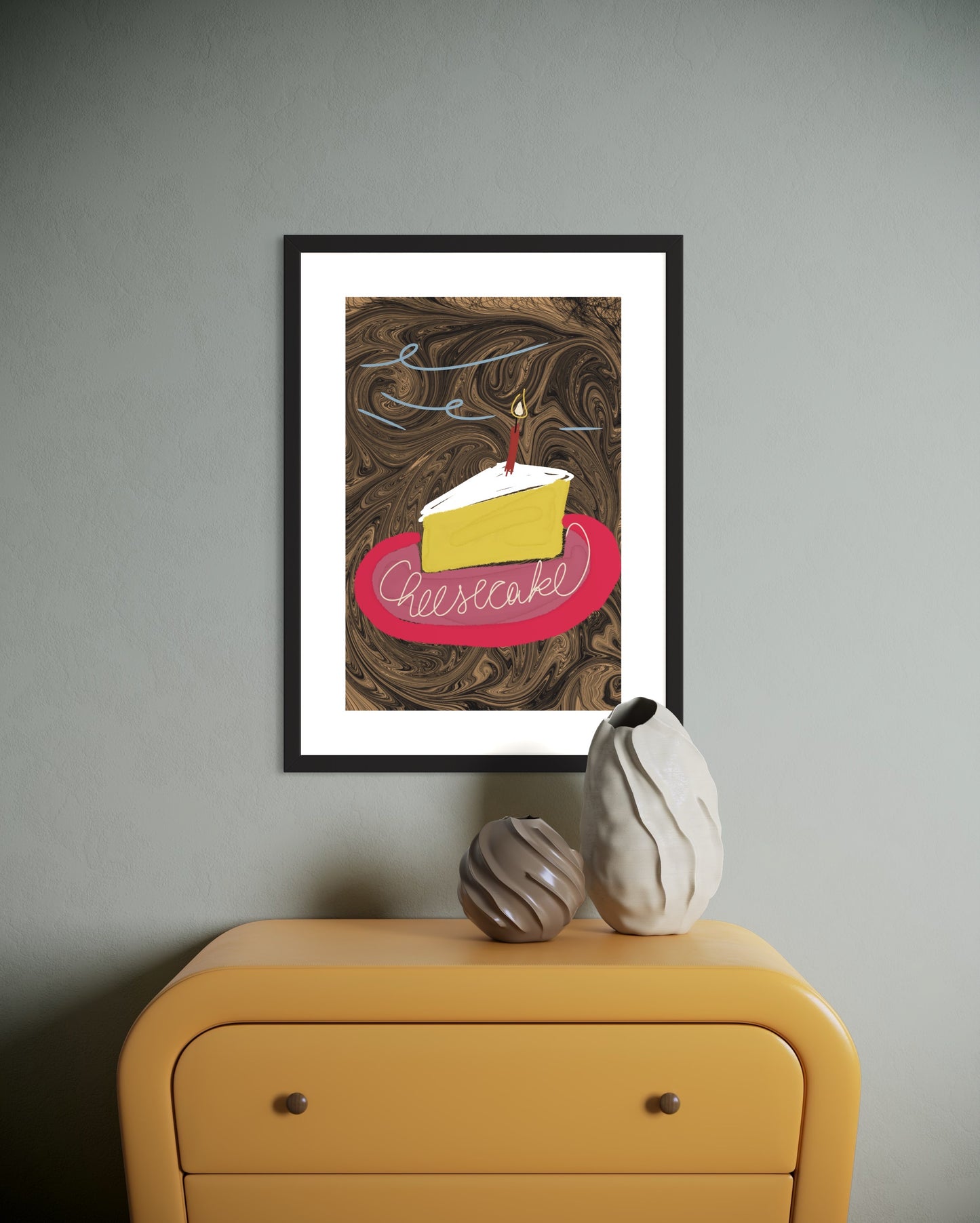 Freya Hearts Premium Poster; Wohnzimmer Poster; Tier Poster; Moderne Wall Art; Cocktail Poster; Küchen Poster; Wandkunst; Cheesecake Poster; Kuchen Poster;