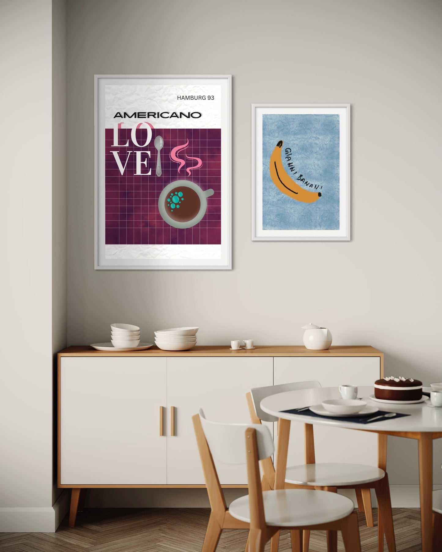 Freya Hearts Premium Poster; Wohnzimmer Poster; Skandinavisches Design; Minimalistisches Poster; Moderne Wall Art; Esszimmer Poster; Küchen Poster; Wandkunst; Banane Poster;