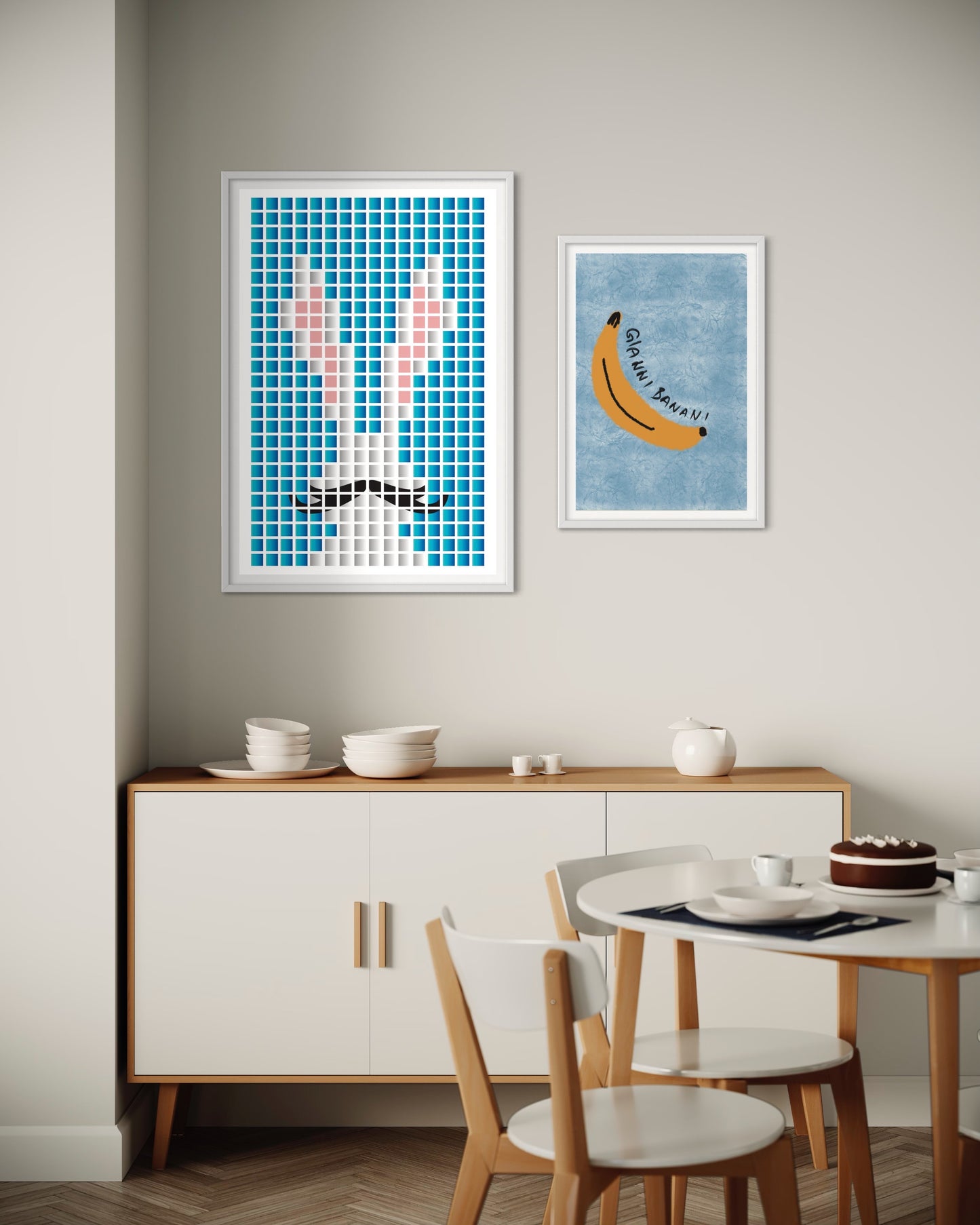 Freya Hearts Premium Poster; Wohnzimmer Poster; Skandinavisches Design; Minimalistisches Poster; Moderne Wall Art; Esszimmer Poster; Küchen Poster; Wandkunst; Kaffee Poster; Hasen poster; Oster Poster; Bunny poster; Pixel Poster;