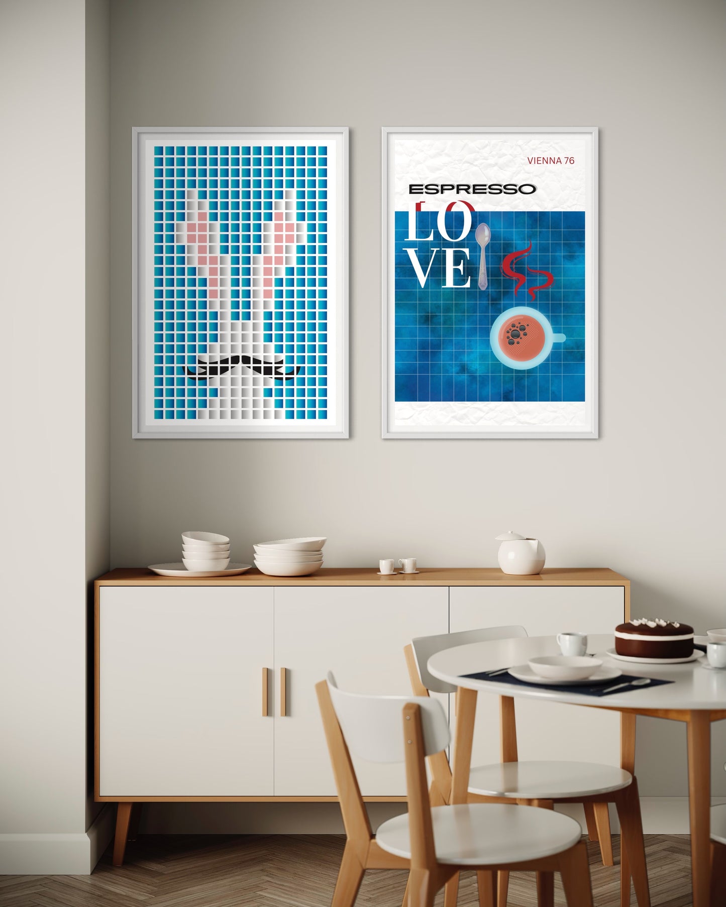 Freya Hearts Premium Poster; Wohnzimmer Poster; Skandinavisches Design; Minimalistisches Poster; Moderne Wall Art; Esszimmer Poster; Küchen Poster; Wandkunst; Kaffee Poster; Coffee love Poster;