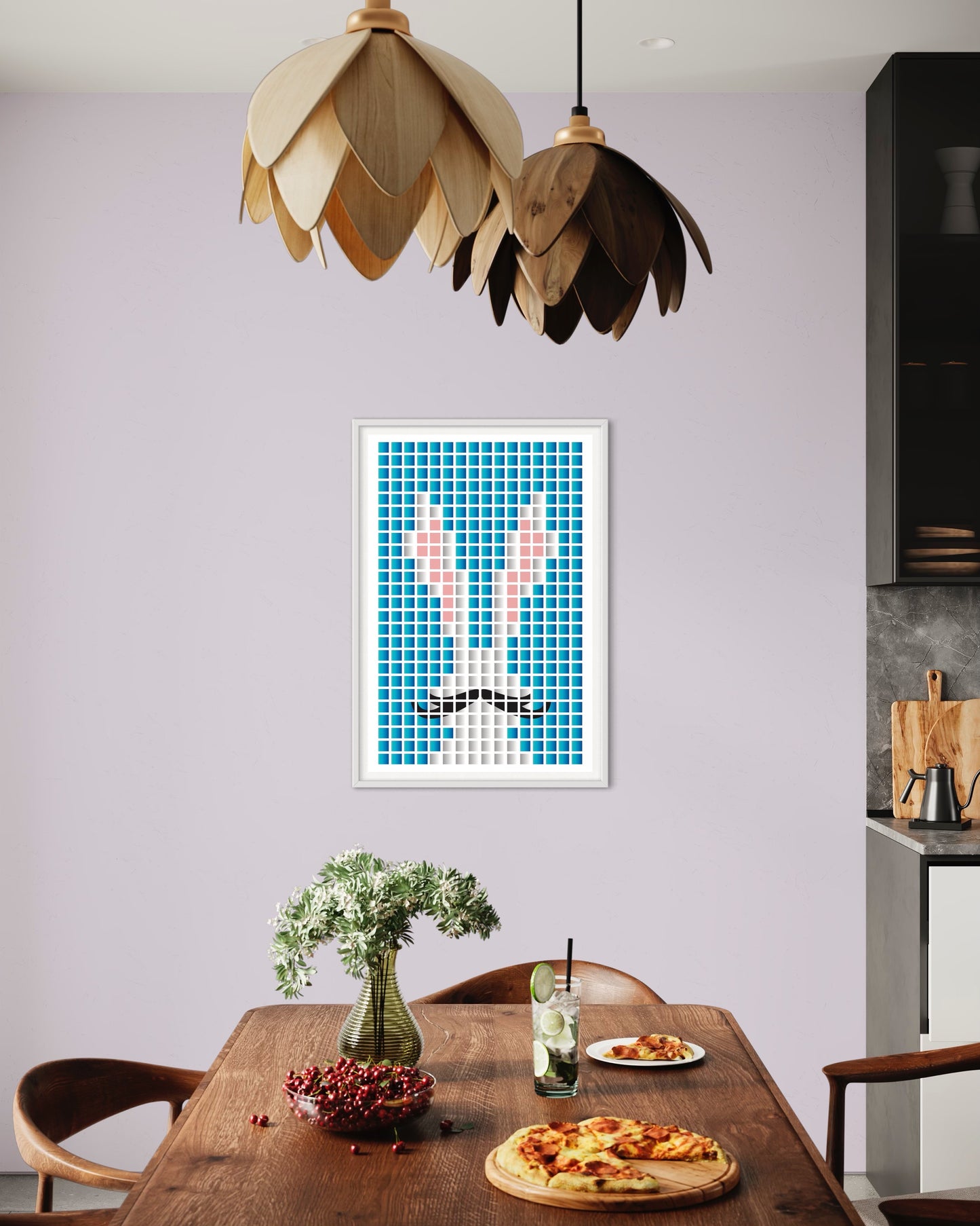 Freya Hearts Premium Poster; Wohnzimmer Poster; Skandinavisches Design; Minimalistisches Poster; Moderne Wall Art; Esszimmer Poster; Küchen Poster; Wandkunst; Kaffee Poster; Hasen poster; Oster Poster; Bunny poster; Pixel Poster;