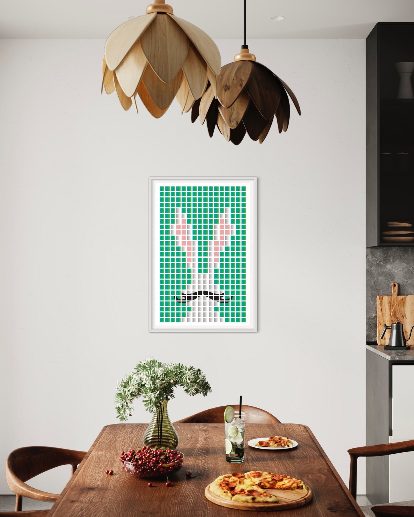 Freya Hearts Premium Poster; Wohnzimmer Poster; Skandinavisches Design; Minimalistisches Poster; Moderne Wall Art; Esszimmer Poster; Küchen Poster; Wandkunst; Kaffee Poster; Hasen poster; Oster Poster; Bunny poster; Pixel Poster;