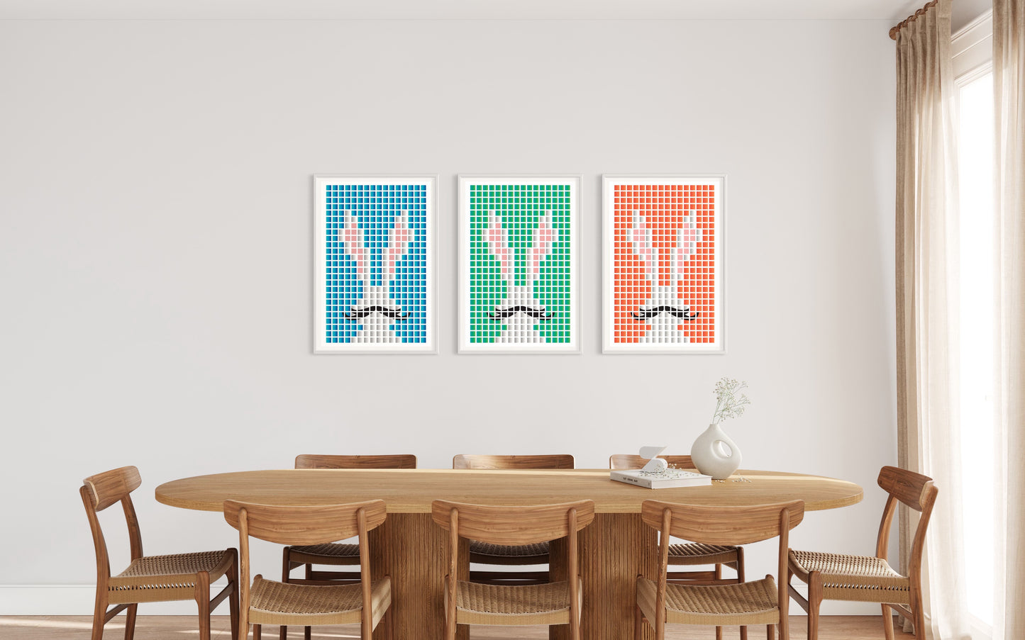 Freya Hearts Premium Poster; Wohnzimmer Poster; Skandinavisches Design; Minimalistisches Poster; Moderne Wall Art; Esszimmer Poster; Küchen Poster; Wandkunst; Kaffee Poster; Hasen poster; Oster Poster; Bunny poster; Pixel Poster;