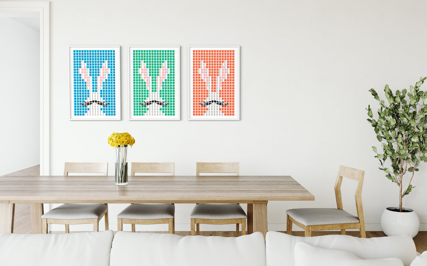 Freya Hearts Premium Poster; Wohnzimmer Poster; Skandinavisches Design; Minimalistisches Poster; Moderne Wall Art; Esszimmer Poster; Küchen Poster; Wandkunst; Kaffee Poster; Hasen poster; Oster Poster; Bunny poster; Pixel Poster;