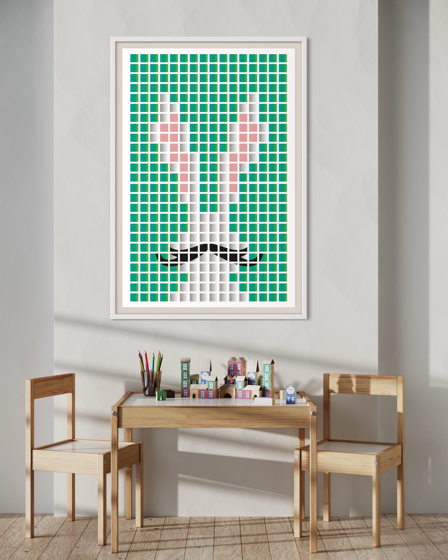 Freya Hearts Premium Poster; Wohnzimmer Poster; Skandinavisches Design; Minimalistisches Poster; Moderne Wall Art; Esszimmer Poster; Küchen Poster; Wandkunst; Kaffee Poster; Hasen poster; Oster Poster; Bunny poster; Pixel Poster;