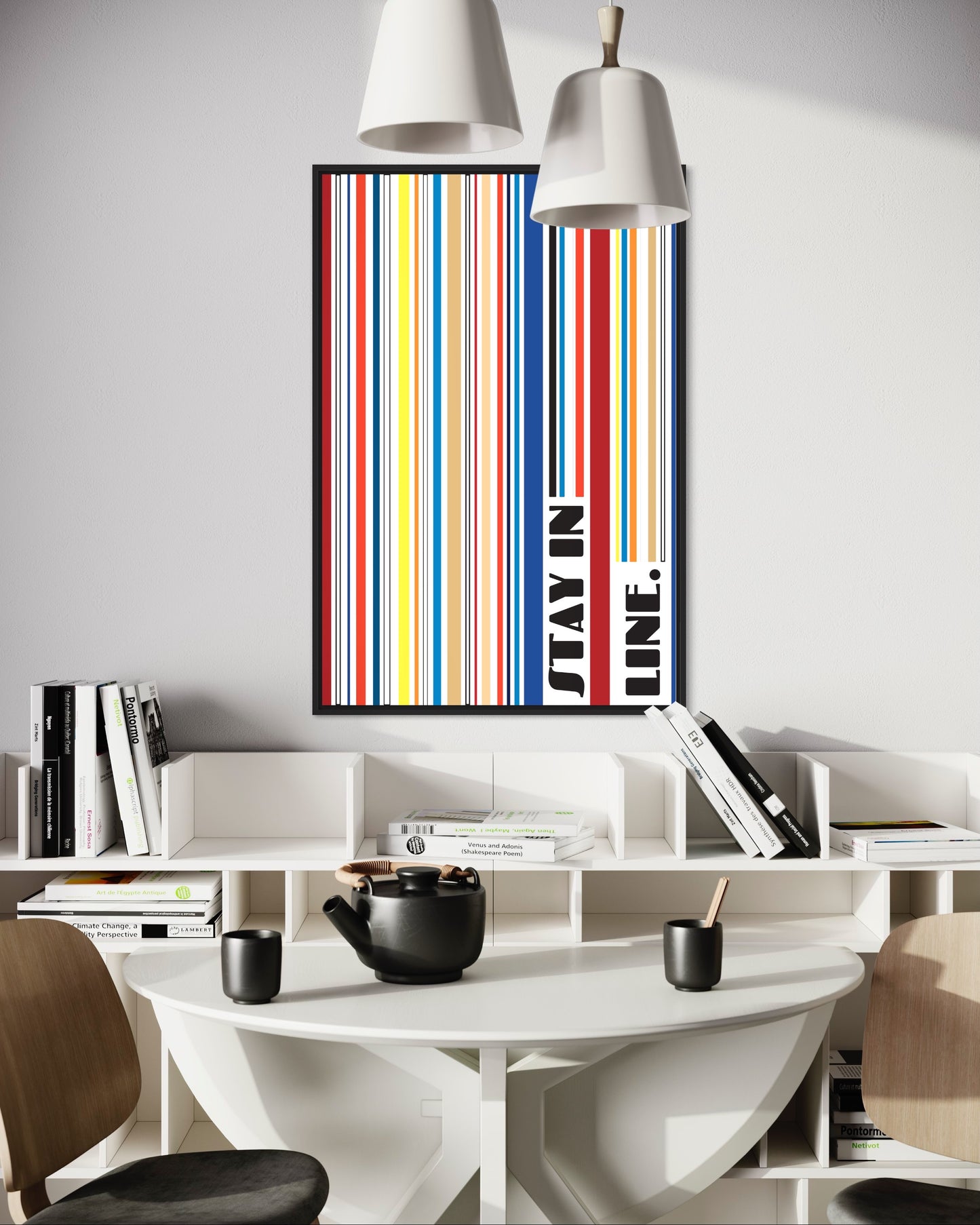 Affiche Premium « Restez en ligne » - (rouge)