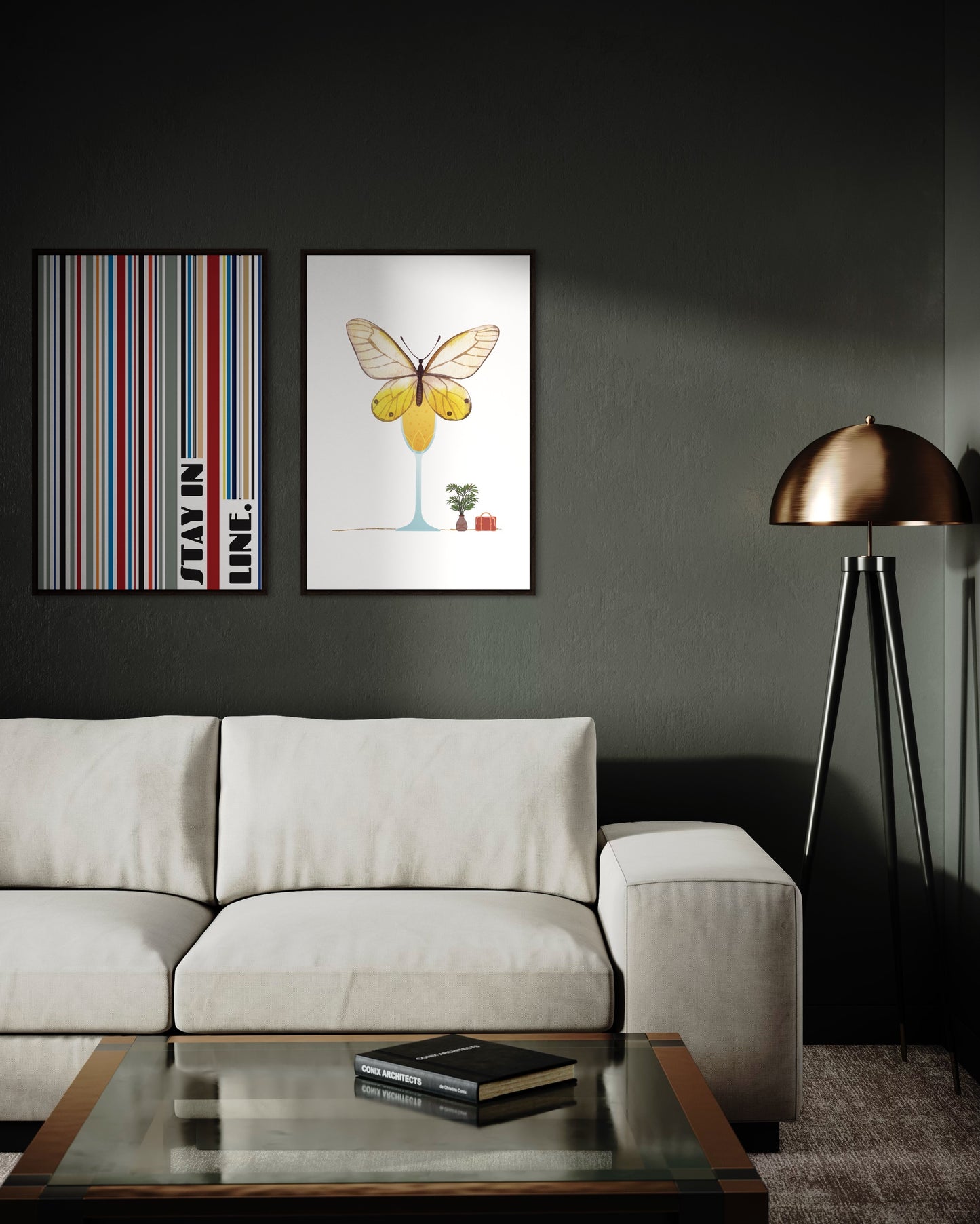 Affiche Premium « Restez en ligne » - (gris)