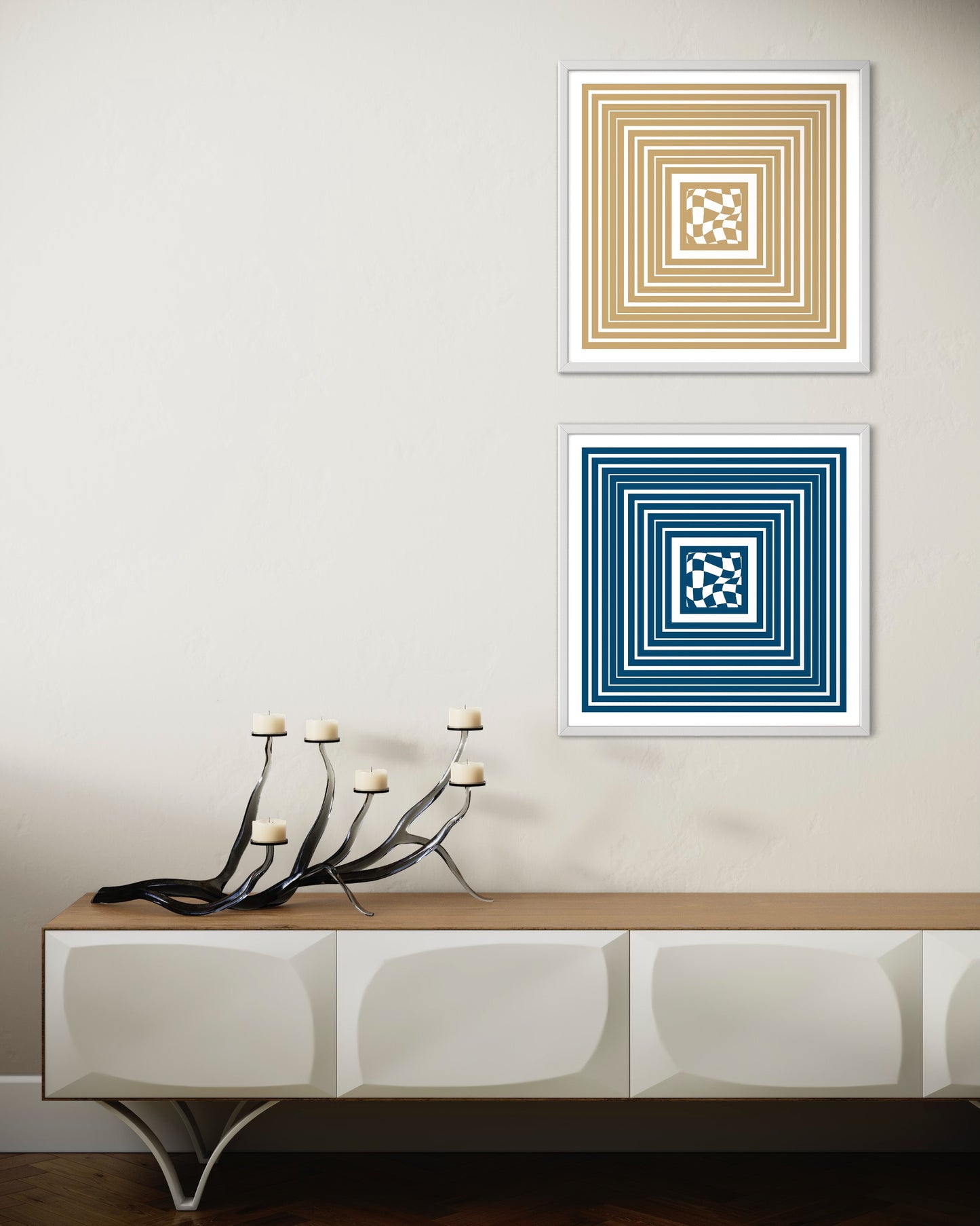 "Square" Premium Poster - (blau)