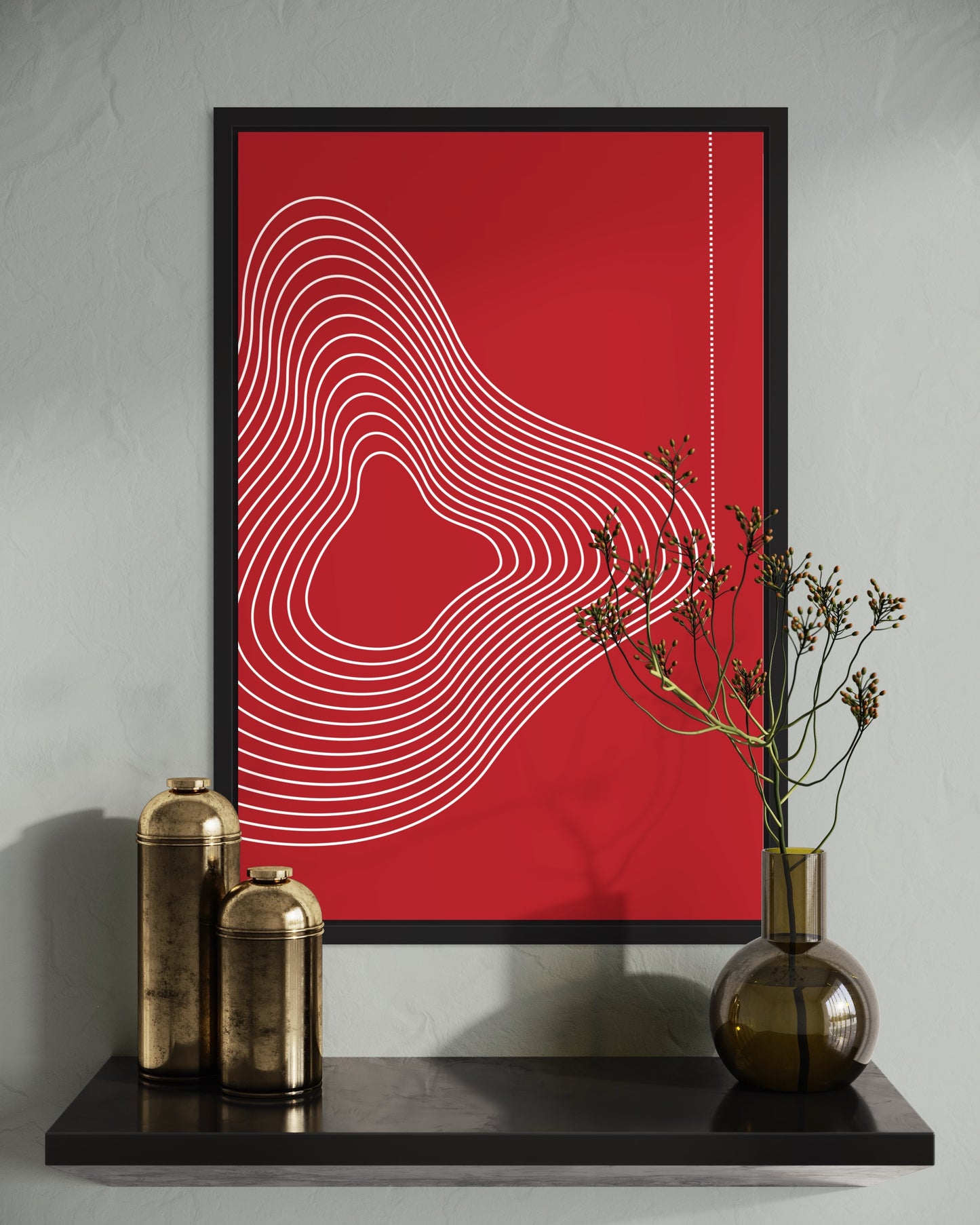 "Vibrating Line" Premium Poster im Rahmen (rot)