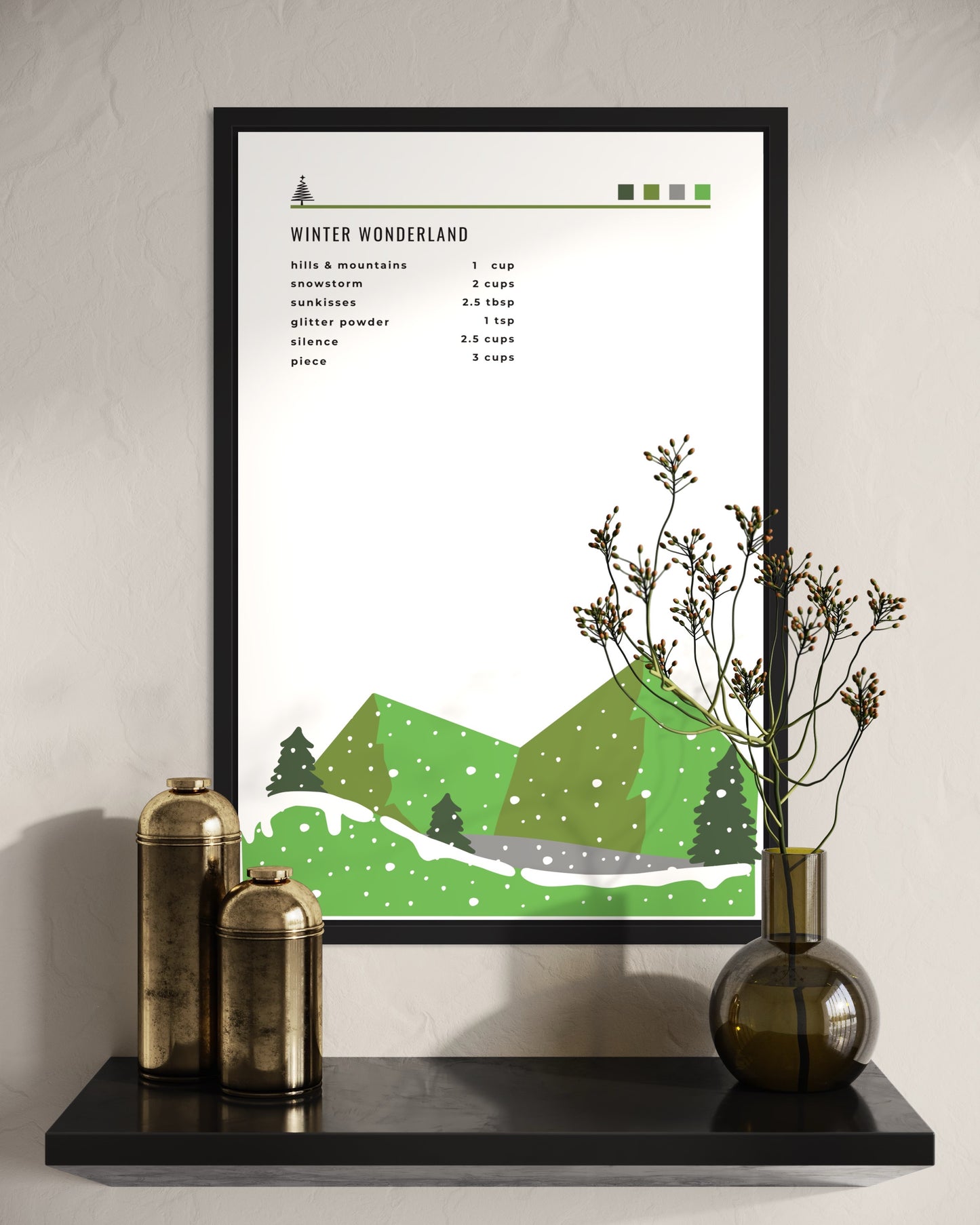 "Winter Wonderland" Poster im Rahmen (grün)