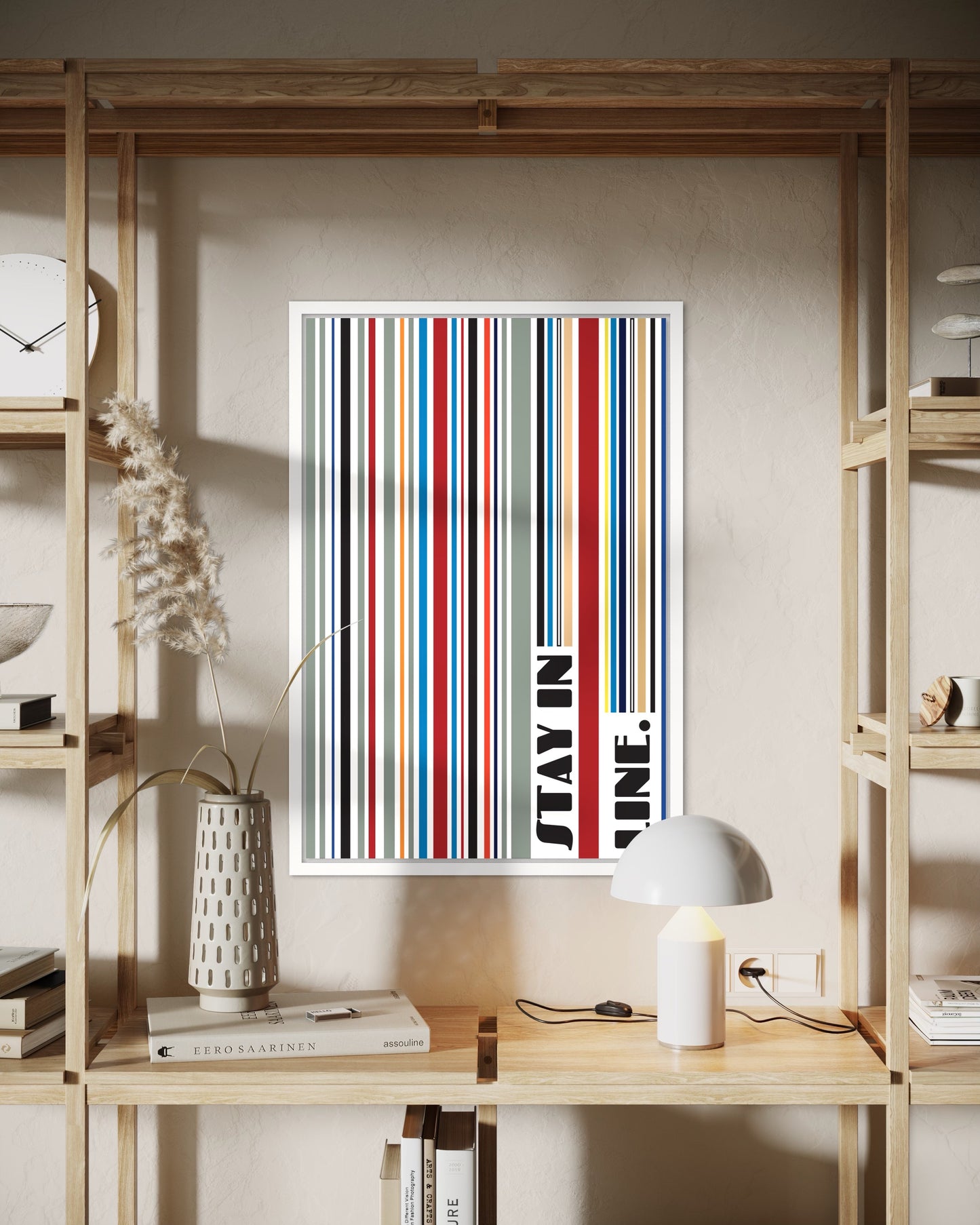 "Stay in Line" Framed Artwork - (grau)