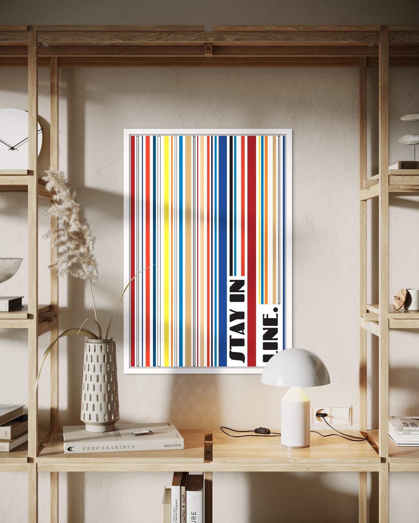 "Stay in Line" Premium Poster im Rahmen (rot)