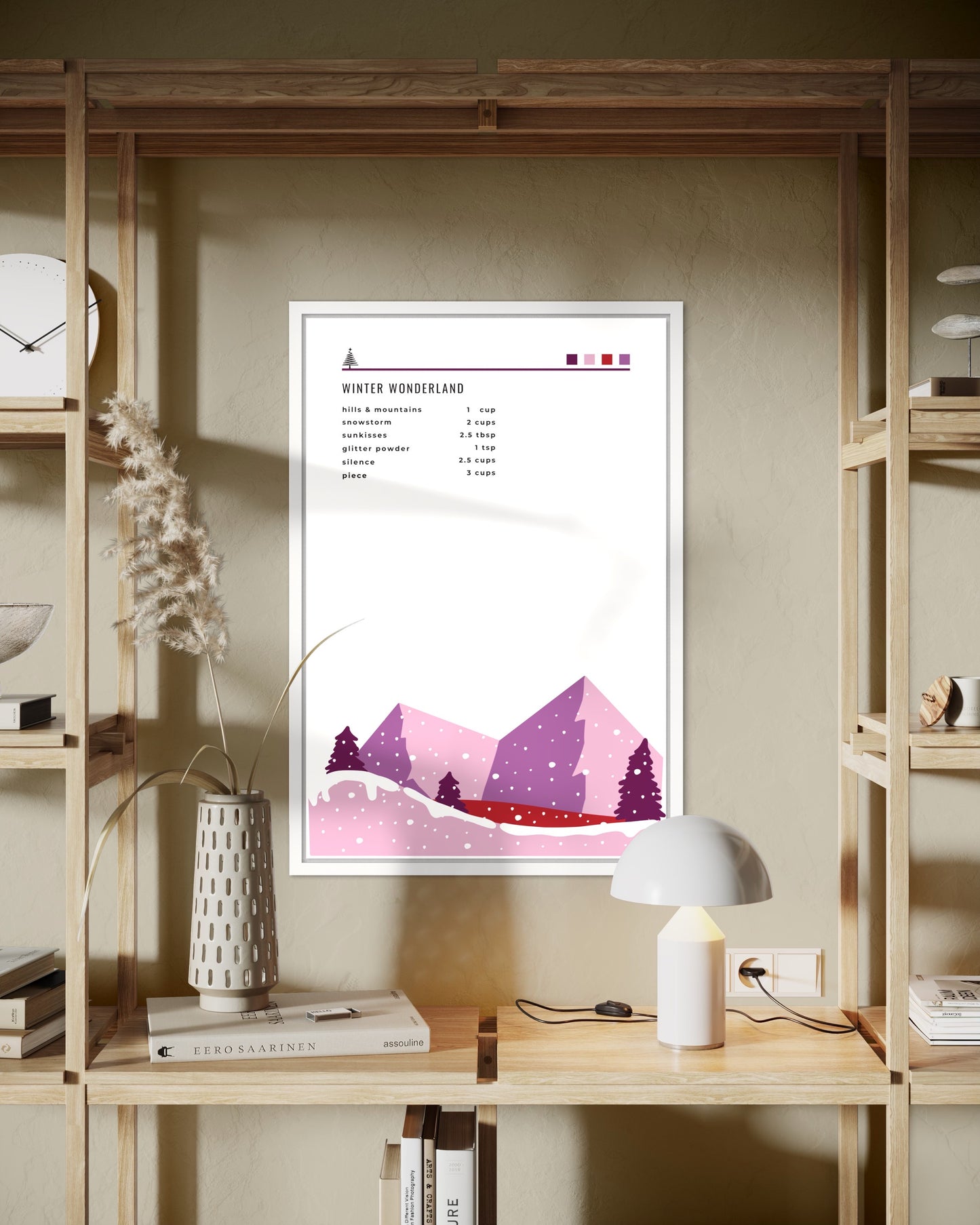 "Winter Wonderland" Poster im Rahmen (rosa)