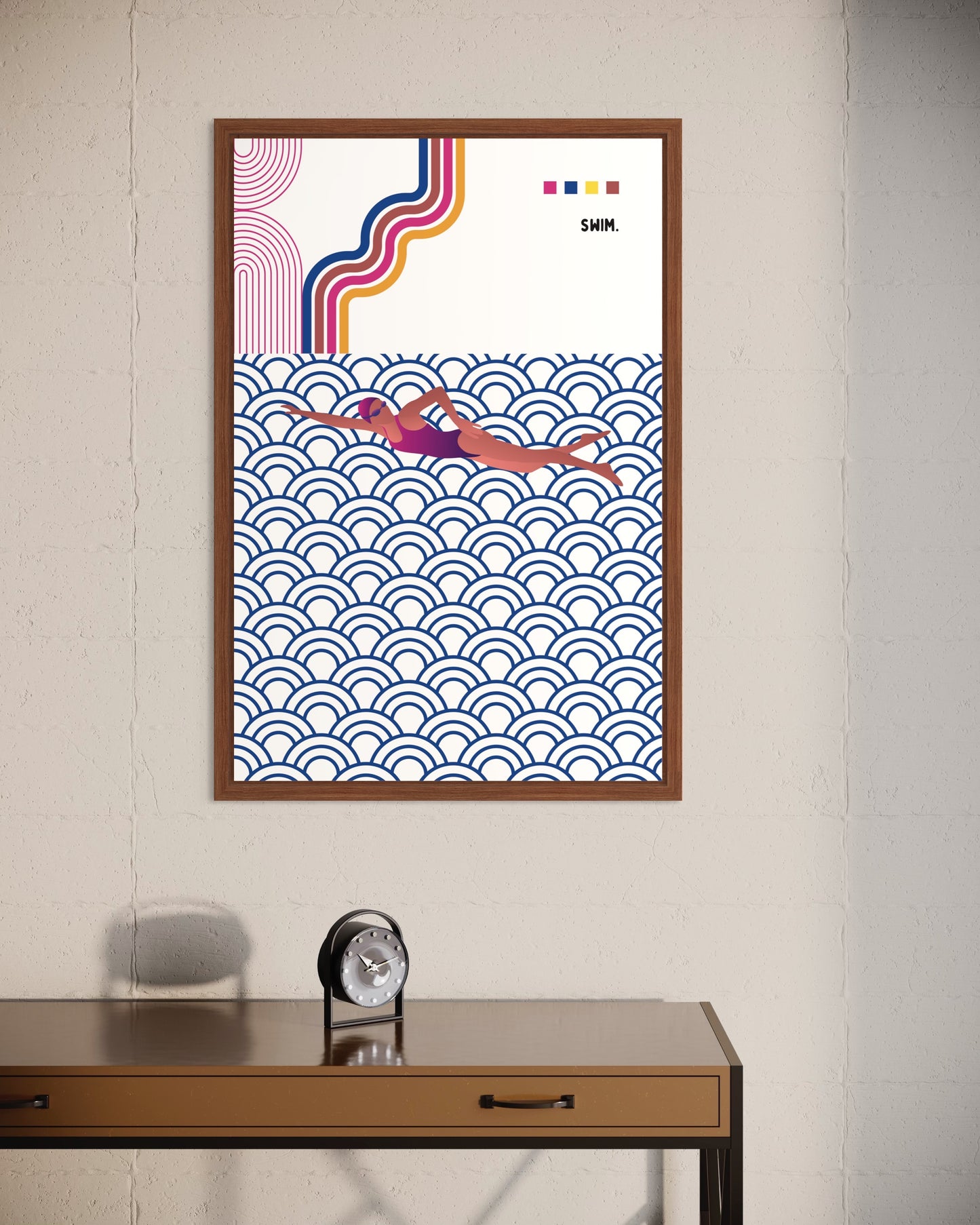 "Swim" Premium Poster im Rahmen
