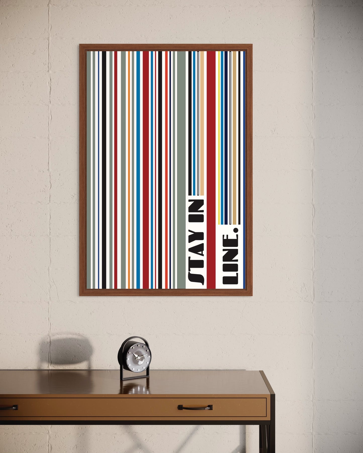 "Stay in Line" Framed Artwork - (grau)