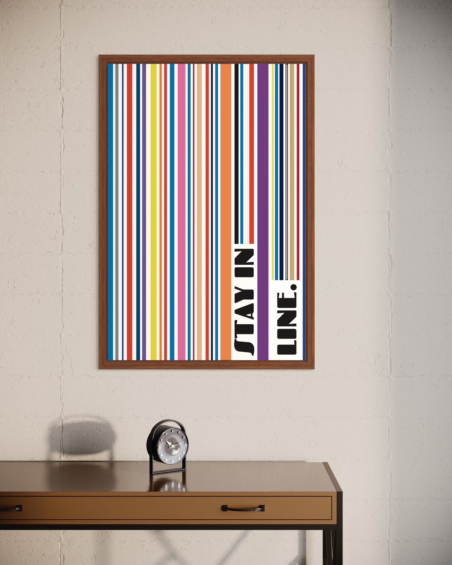 "Stay in Line" Premium Poster im Rahmen (violett)