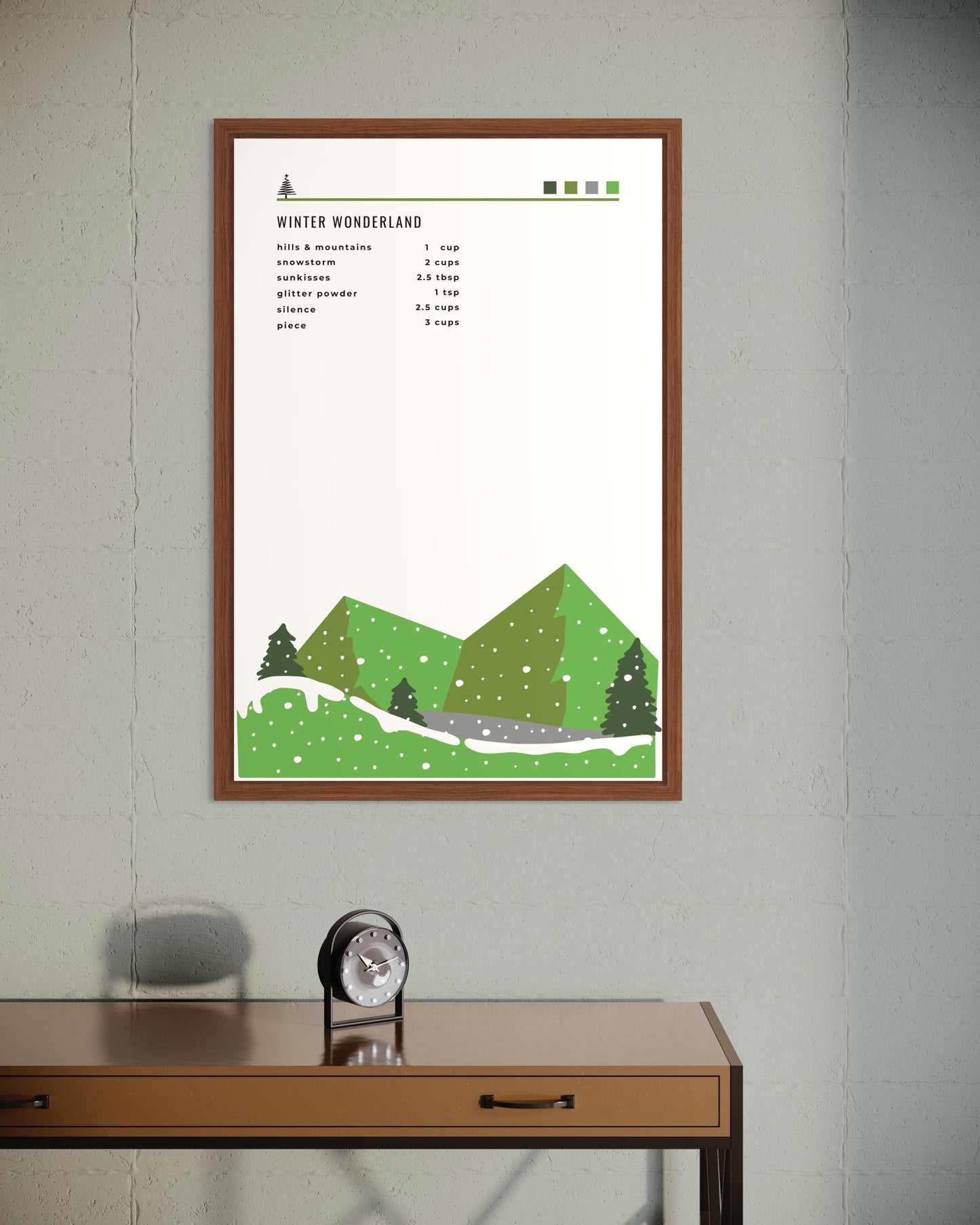 "Winter Wonderland" Poster im Rahmen (grün)