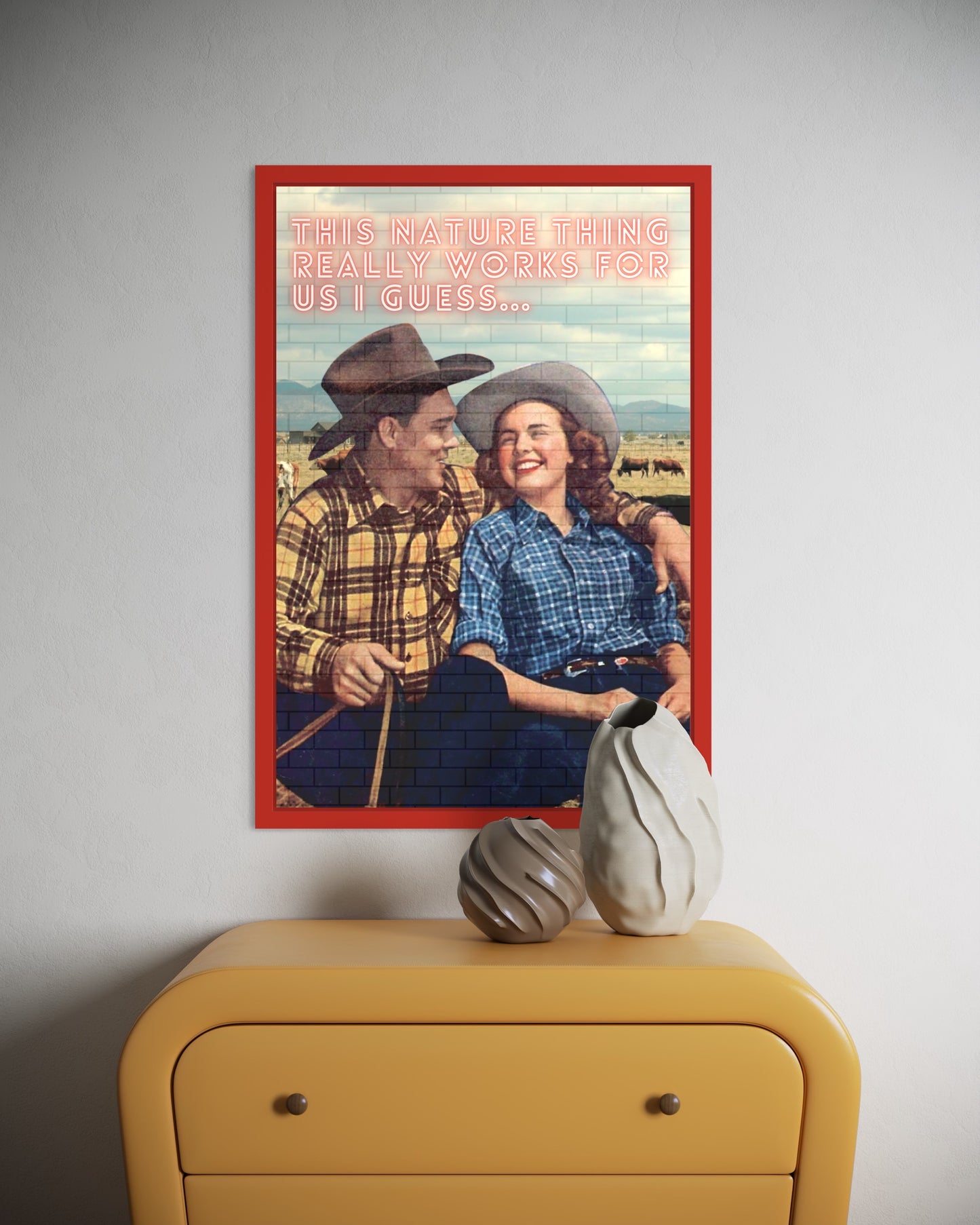 Freya Hearts Premium Poster; Wohnzimmer Poster; Moderne Wall Art; Küchen Poster; Wandkunst; Witziges Poster; Western Poster; Retro Poster; Cowboy Poster;