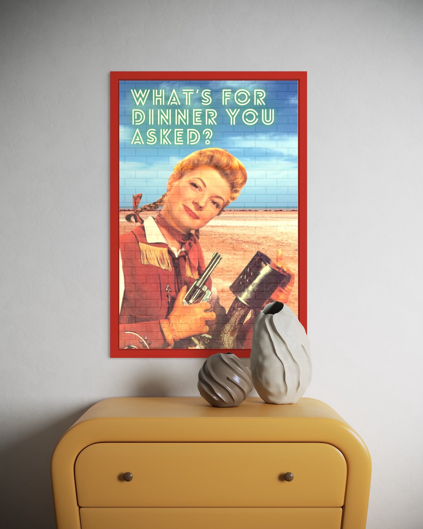 Freya Hearts Premium Poster; Wohnzimmer Poster; Moderne Wall Art; Küchen Poster; Wandkunst; Witziges Poster; Western Poster; Retro Poster; Cowboy Poster;