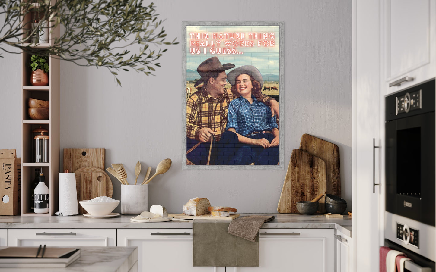 Freya Hearts Premium Poster; Wohnzimmer Poster; Moderne Wall Art; Küchen Poster; Wandkunst; Witziges Poster; Western Poster; Retro Poster; Cowboy Poster;