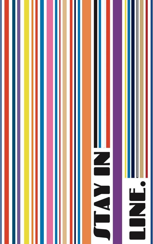 "Stay in Line" Premium Poster im Rahmen (violett)