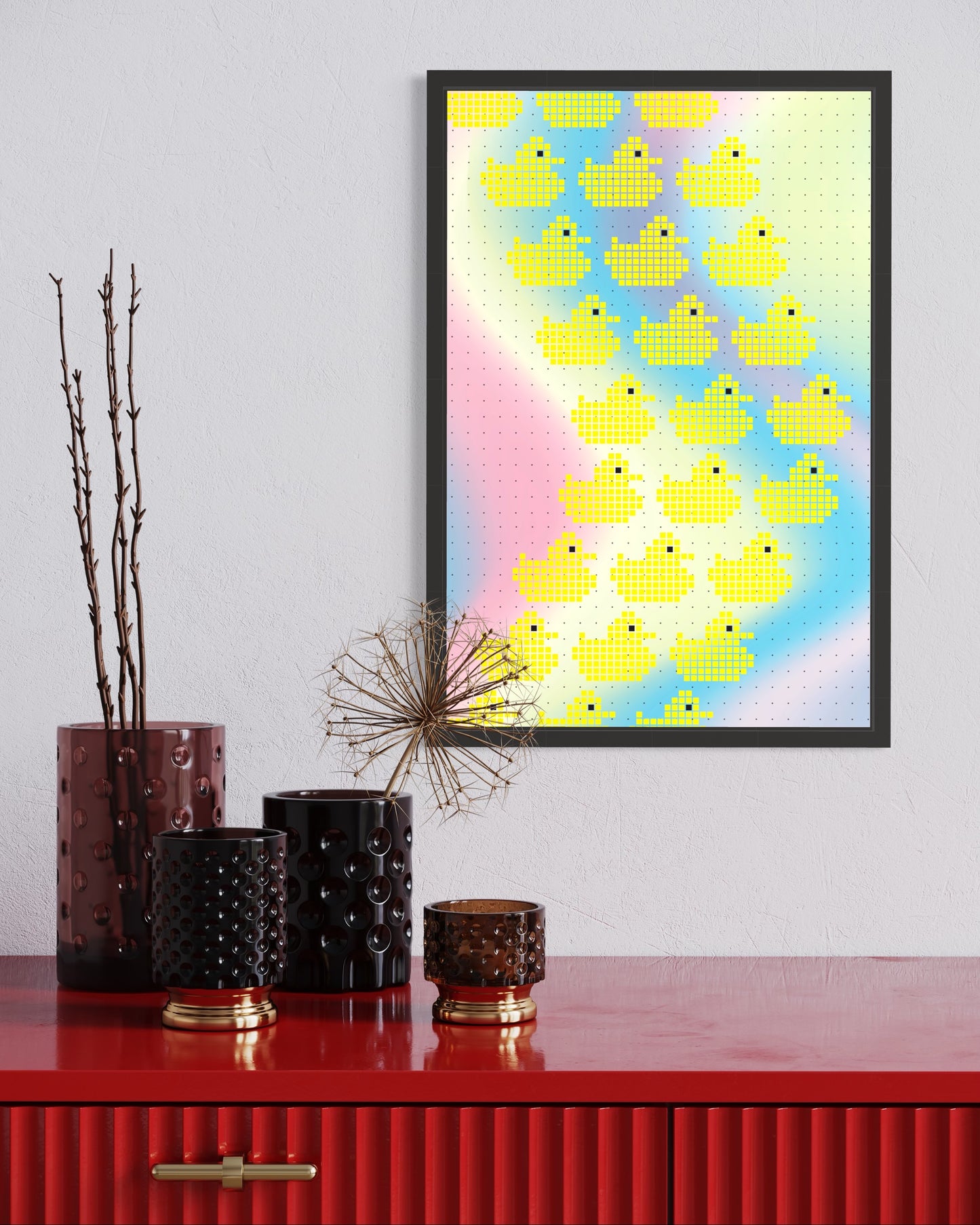 Freya Hearts Premium Poster; Wohnzimmer Poster; Skandinavisches Design; Minimalistisches Poster; Moderne Wall Art; Esszimmer Poster; Küchen Poster; Wandkunst: Entenposter; Rubberduck; Ente Poster; Badeente Poster;