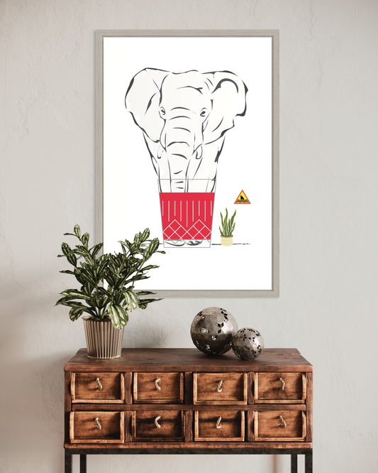 Affiche premium "Éléphant" sous cadre