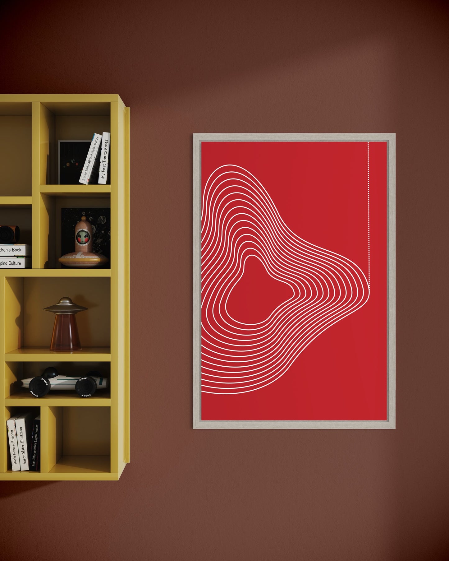 "Vibrating Line" premium poster in a frame (red)