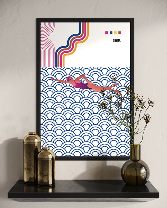 "Swim" premium poster in a frame