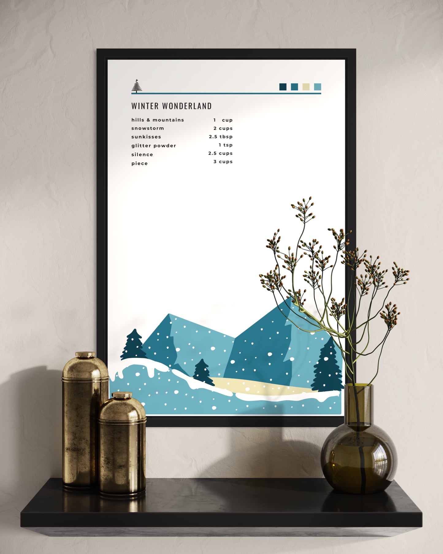 "Winter Wonderland" Poster im Rahmen (blau)