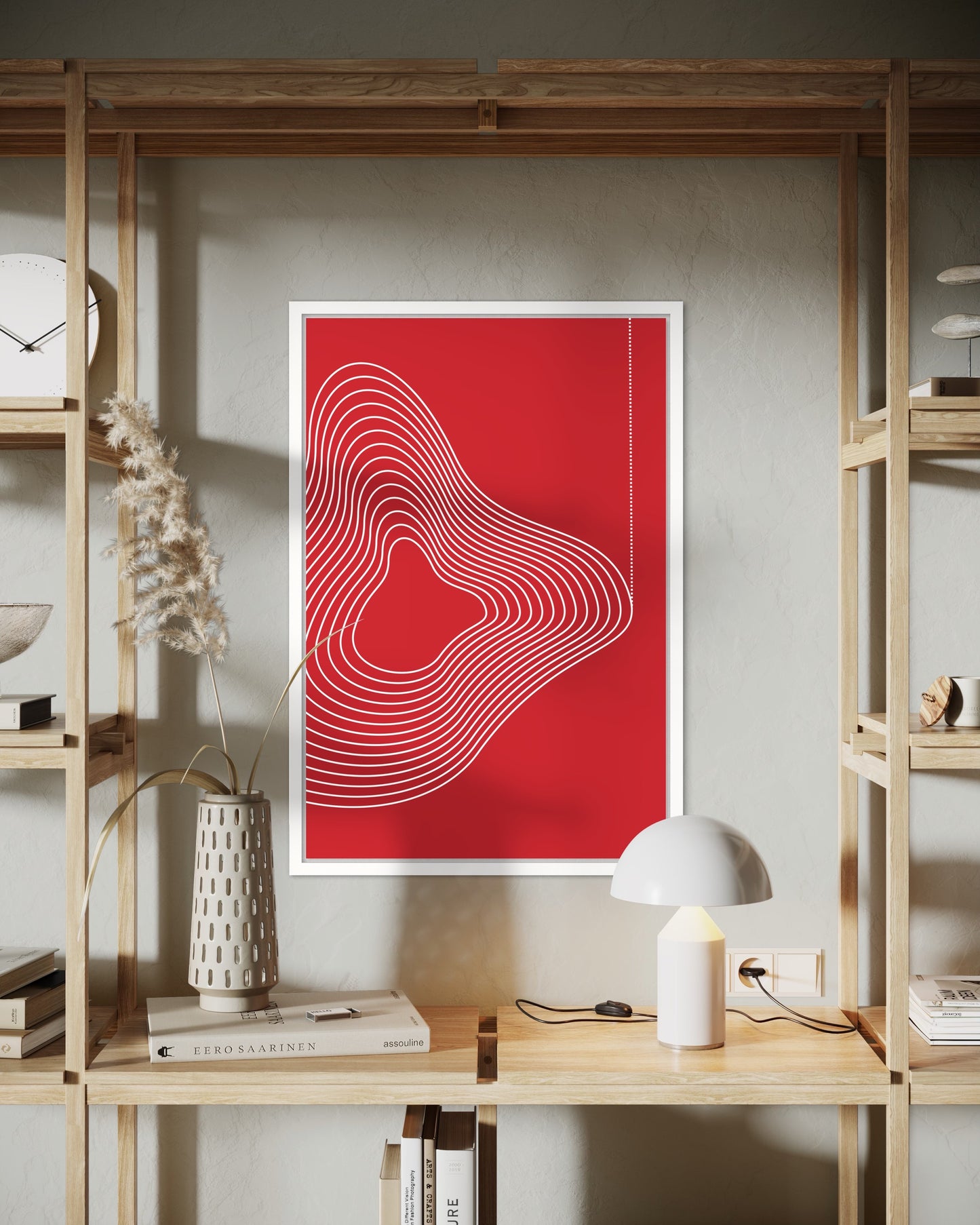 "Vibrating Line" Premium Poster im Rahmen (rot)