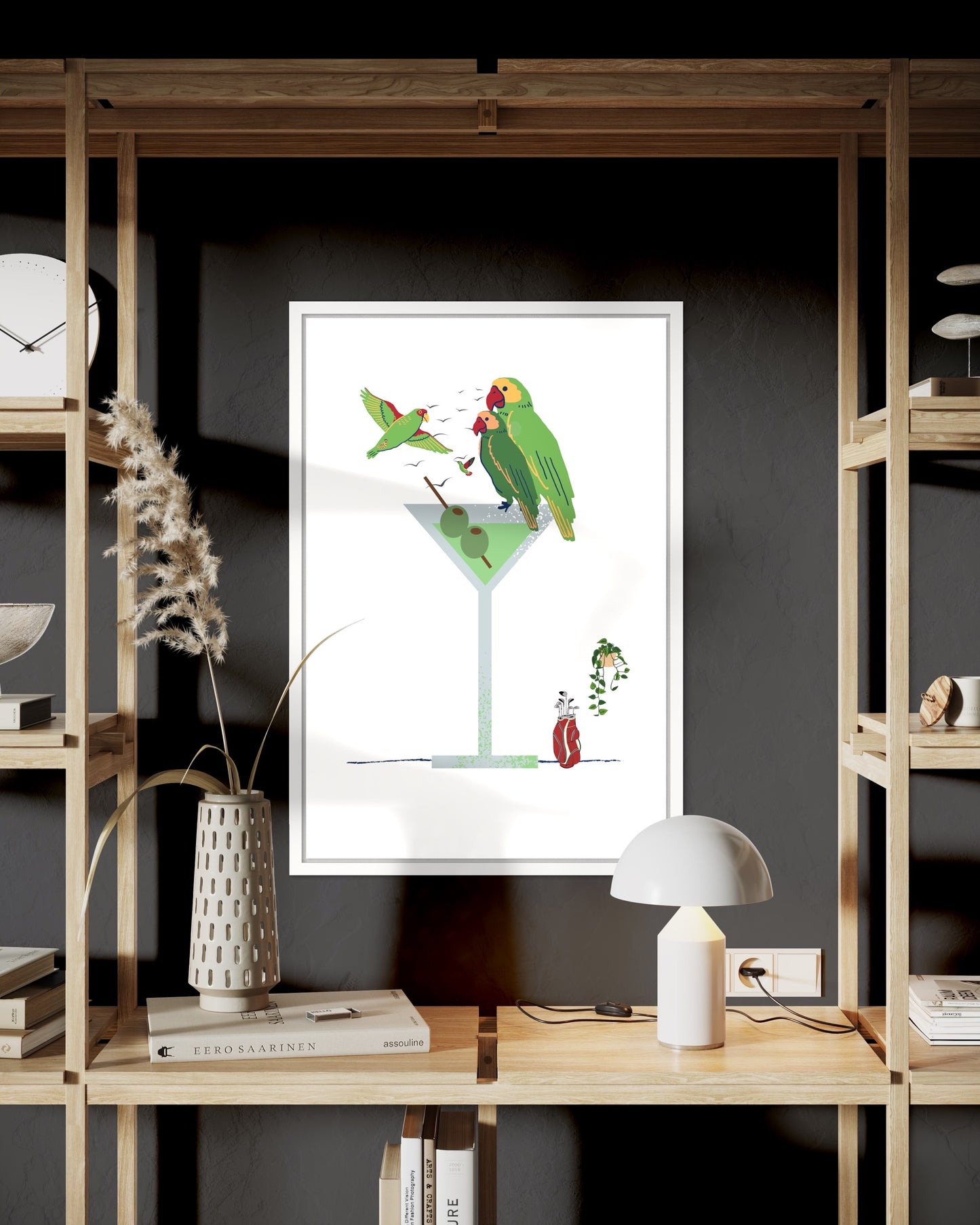 "Birdie" Animal Drinks Poster im Rahmen