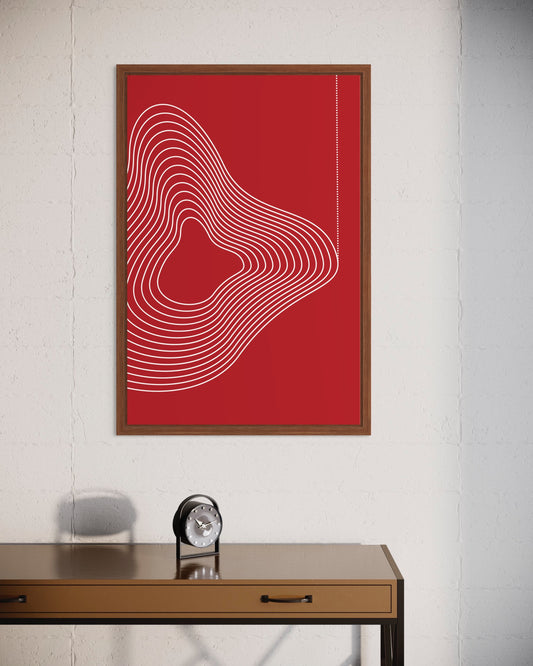 "Vibrating Line" premium poster in a frame (red)