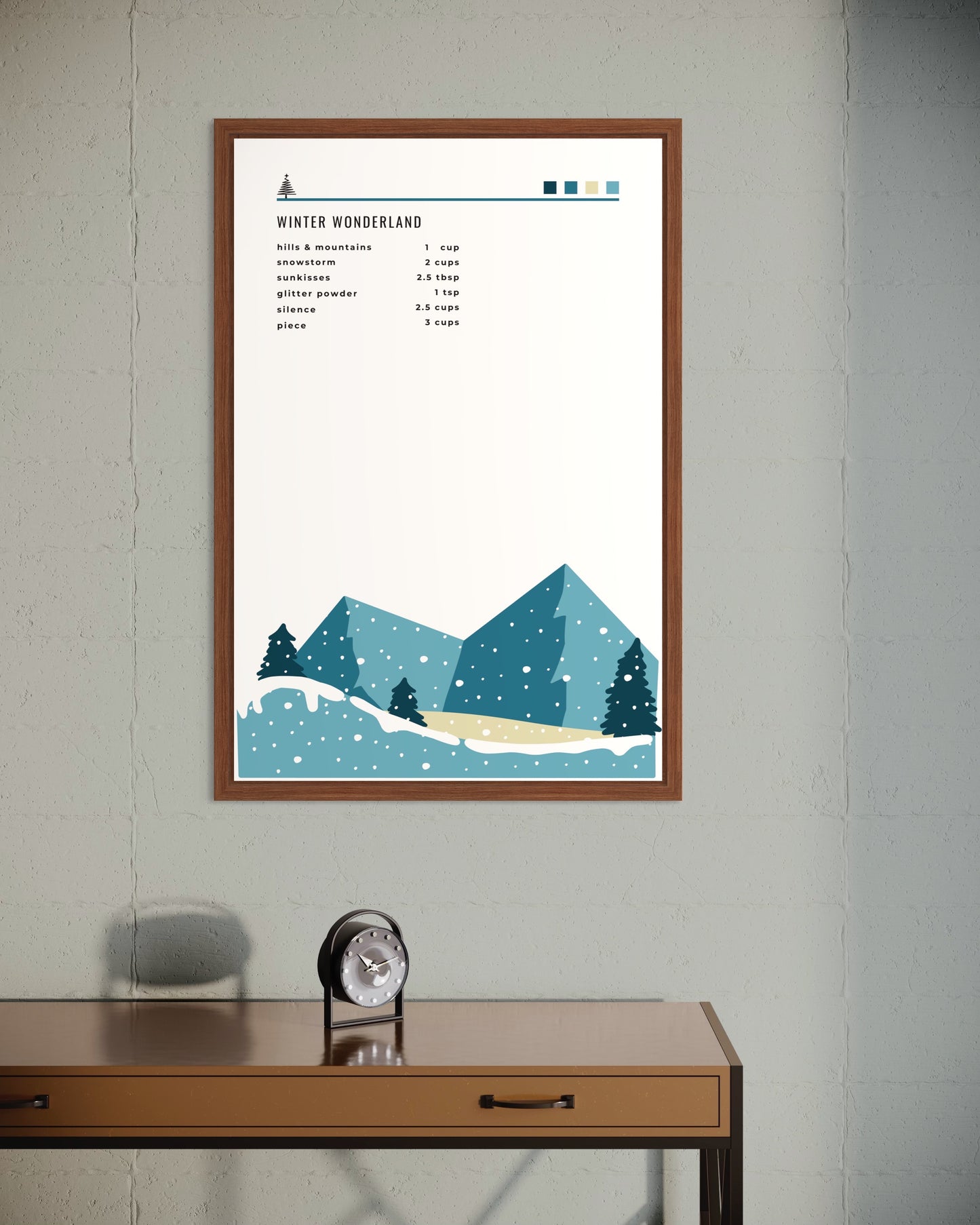 "Winter Wonderland" Poster im Rahmen (blau)