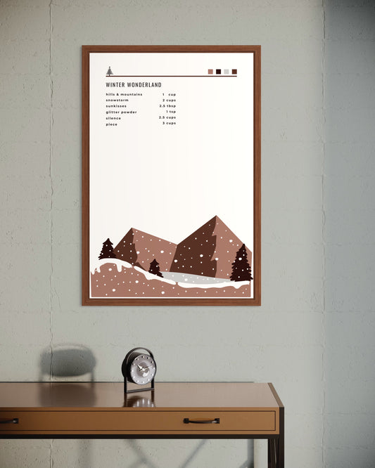 "Winter Wonderland" poster in a frame (brown)