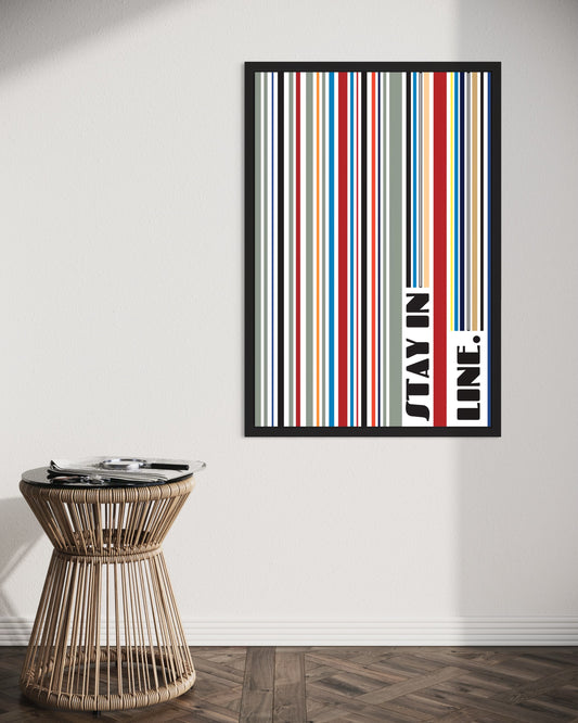 "Stay in Line" Framed Artwork - (gray)